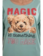 model 18746368 tmavě mátová halenka s potiskem - K-Fashion model 18746368 tmavě mátová halenka s potiskem - K-Fashion