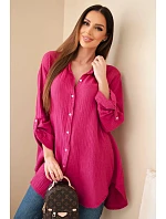 Bavlněná mušelínová košile Plus Size švestková