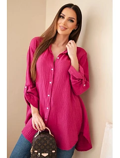 Bavlněná mušelínová košile Plus Size švestková