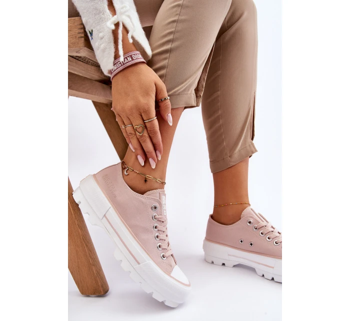 Materiałowe Trampki Na Platformie Big Star LL274151 Nude Materiałowe Trampki Na Platformie Big Star LL274151 Nude