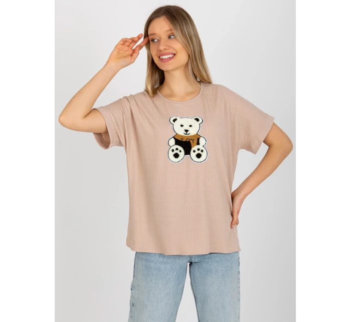 Dámská halenka LK BZ model 18309976 béžová - FPrice Dámská halenka LK BZ model 18309976 béžová - FPrice