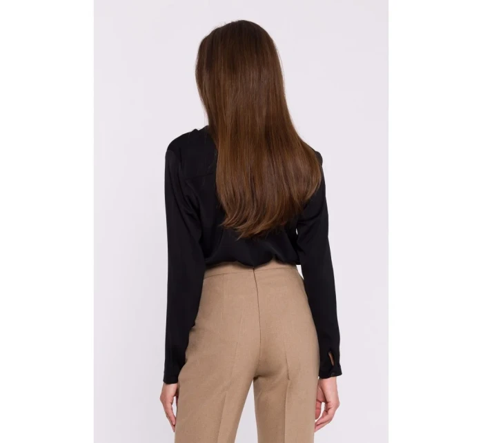 model 20503074 Halenka s dlouhými rukávy černá - STYLOVE model 20503074 Halenka s dlouhými rukávy černá - STYLOVE