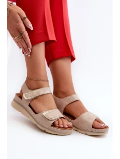 Pohodlné dámske sandále na suchý zips, béžové Iphiope