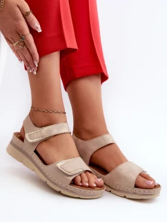 Pohodlné dámske sandále na suchý zips, béžové Iphiope