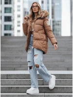 Dámská zimní prošívaná bunda s kapucí camel Dstreet model 21994853 - FashionStreet