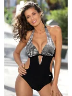 Dámske jednodielne monokiny Kalina M-601 Čierne s bielou - Marko