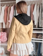 Dámská kožená bunda s kapucí beige Dstreet model 21981903 - FashionStreet