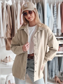 Dámska prechodná oversize košeľová bunda KOSMOJACK j.beige FashionStreet TY4842