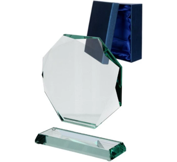 Sklenená trofej s matným podstavcom a puzdrom