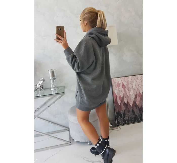 Zateplená mikina s model 18747364 nápisem oversize graphite - K-Fashion Zateplená mikina s model 18747364 nápisem oversize graphite - K-Fashion