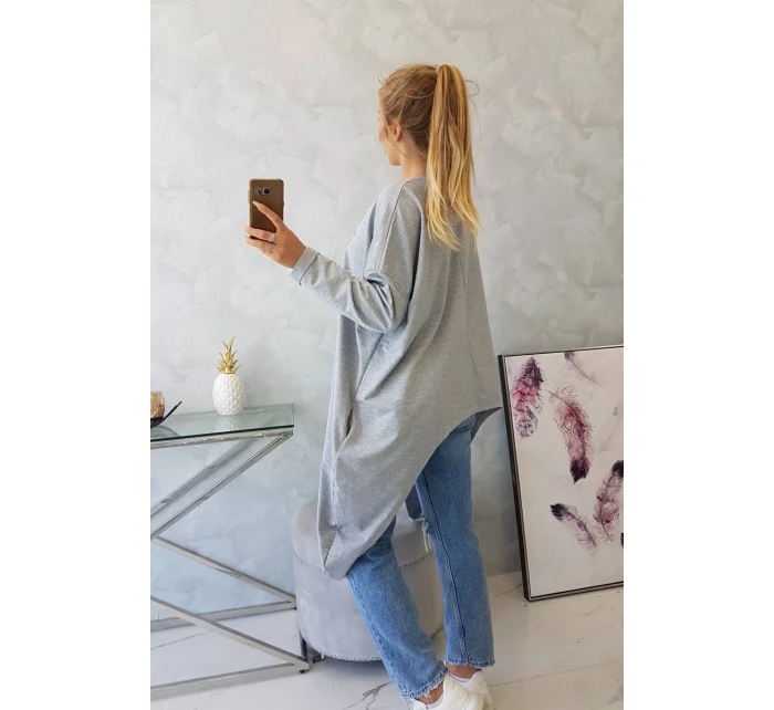 Blúzka oversize s potlačou šedá