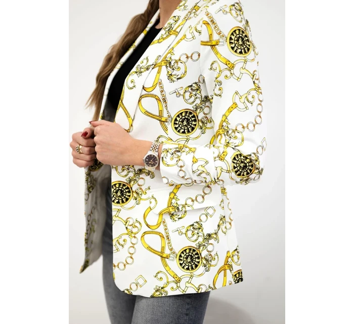 Bavlnená bunda s farebnou potlačou ecru+žltá Bavlnená bunda s farebnou potlačou ecru+žltá