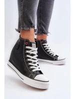 Trampki Damskie Na Koturnie Cross Jeans NN2R4005 Czarne