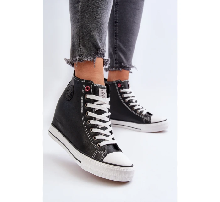 Trampki Damskie Na Koturnie Cross Jeans NN2R4005 Czarne