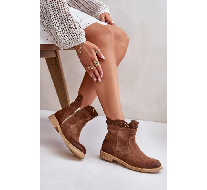 Niskie Botki Damskie Na Płaskim Obcasie Zamszowe Lewski 3624 Brązowe Niskie Botki Damskie Na Płaskim Obcasie Zamszowe Lewski 3624 Brązowe
