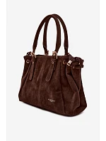 Kožená kabelka z ekologického semiše čokoládová model 22111512 - Flora&Co