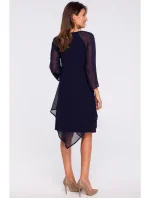 S159 Šifónové šaty s asymetrickým lemom - tmavo modré S159 Šifónové šaty s asymetrickým lemom - tmavo modré