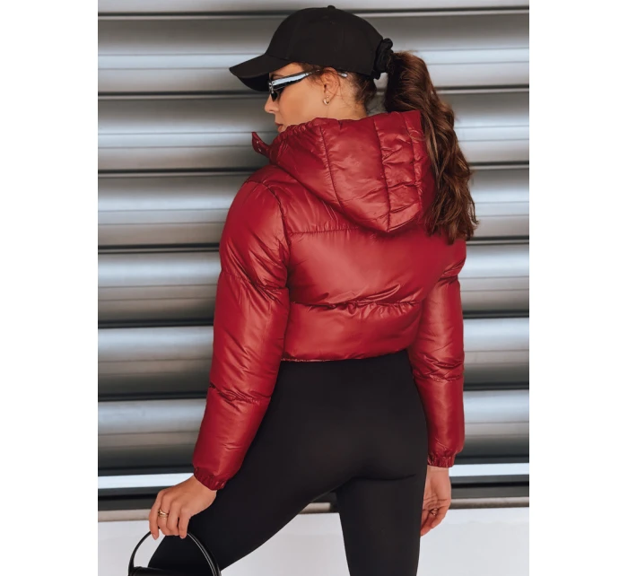 Dámská krátká zimní bunda s kapucí bordó Dstreet model 21994201 - FashionStreet