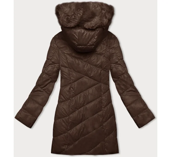 Dámska zimná bunda v ťavej farbe s kapucňou (H-898-89)