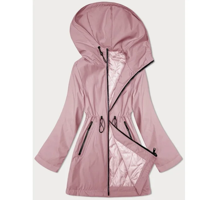 Tenká růžová bunda s kapucí model 19456819 - S'WEST Tenká růžová bunda s kapucí model 19456819 - S'WEST