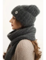Dámska súprava čiapky a šálu z mäkkej priadze graphite