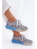 Skórzane Półbuty Sneakersy Damskie Na Platformie Maciejka 06776A-06 Niebieskie