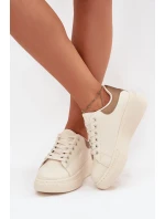 Sneakersy Damskie Na Platformie Big Star SS274246 Jasnobeżowe Sneakersy Damskie Na Platformie Big Star SS274246 Jasnobeżowe