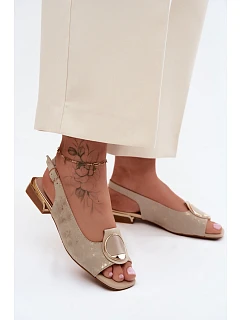 Dámské sandály na nízkém podpatku s ozdobou Zlato Glima