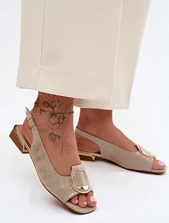 Dámské sandály na nízkém podpatku s ozdobou Zlato Glima