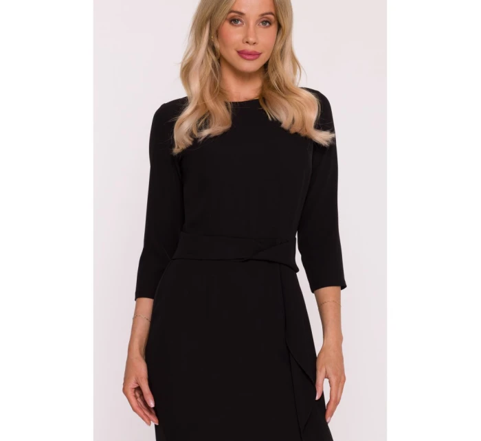 S425 Šaty s volánom - čierne