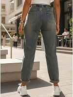 Dámske sivé džínsy s vysokým pásom v mom fit strihu FashionStreet UY3002