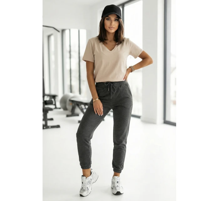 665-3 Dámska bavlnená blúzka s krátkym rukávom a výstrihom do V - béžová