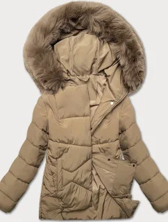 Béžová volná dámská bunda ve tvaru pro přechodné období model 21248527 - J.STYLE