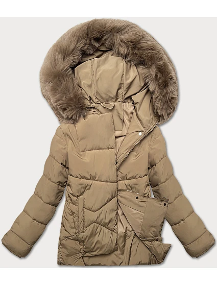 Béžová volná dámská bunda ve tvaru pro přechodné období model 21248527 - J.STYLE Béžová volná dámská bunda ve tvaru pro přechodné období model 21248527 - J.STYLE