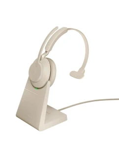 Jabra Evolve2 65 UC Mono Link380a bezdrôtové slúchadlá do uší, béžové + stojan