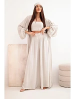 Dámsky viskózový 4-dielny set v boho štýle tmavobéžovej farby