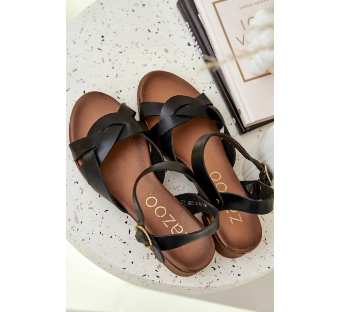 Kožené Sandály Na Podpatku  Černé model 21684026 - Zazoo
