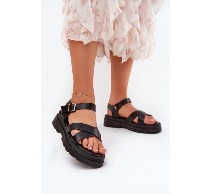 Dámské Sandály Na Platformě Z Eko Kůže Černé model 21688473 - Boto Dámské Sandály Na Platformě Z Eko Kůže Černé model 21688473 - Boto