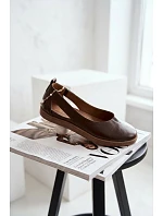 Kožené baleríny Barefoot model 22073665 Čokoládové - Zazoo