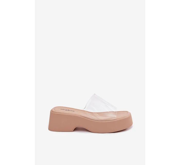 Dámské sandály na platformě s páskem Béžové model 22107240 - Boto