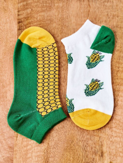 Nepárované ponožky s kukuricou Bielo-zelené