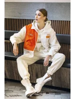 Bielo/oranžová dámska bunda vetrovka (AG3-010)