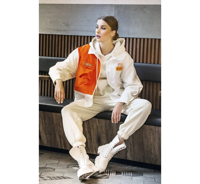 Bielo/oranžová dámska bunda vetrovka (AG3-010)