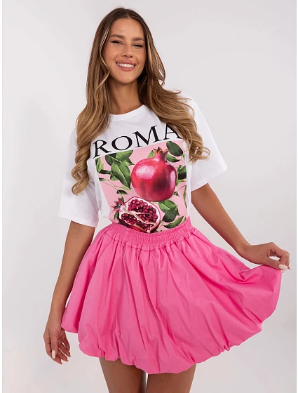 Růžová dámská mini sukně typu s gumou v pase model 20970150 - Factory Price