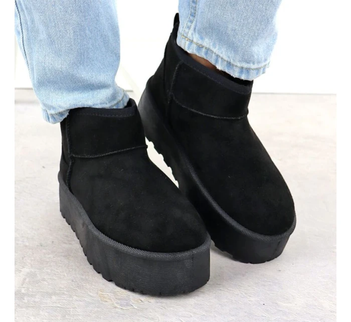 Dámske semišové snehové topánky čierne Potocki 16322