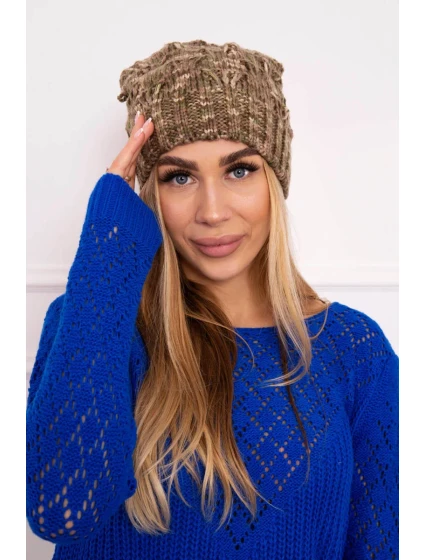 Fleecová čiapka Roksana K209 cappucino+light khaki
