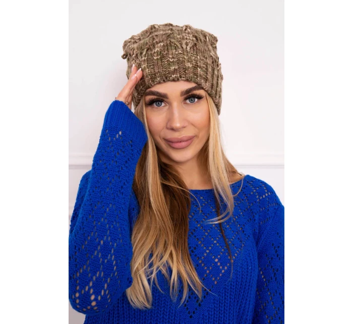 Fleecová čiapka Roksana K209 cappucino+light khaki
