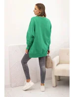 Dámska bavlnená mikina so širokým spodným lemom zelená