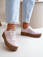 Zazoo N1068S4 Damskie Zamszowe Sneakersy Na Platformie Fioletowe