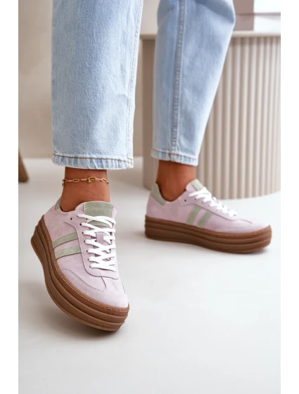 Zazoo N1068S4 Damskie Zamszowe Sneakersy Na Platformie Fioletowe